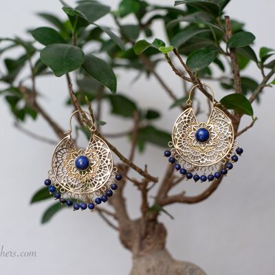 Gemstone Geometric Earrings - Lapis lazuli