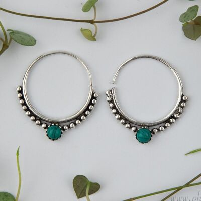 Dainty Gemstone Hoops - Labradorite