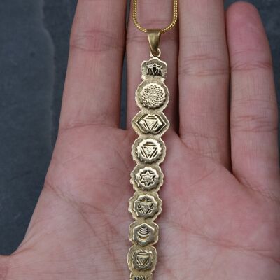 Seven Chakra Pendant - Brass