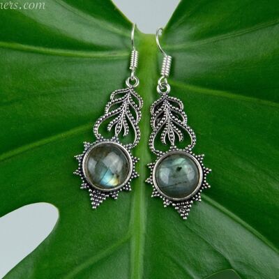 Peacock Feather Gemstone Earrings