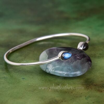 Labradorite Silver Bangle