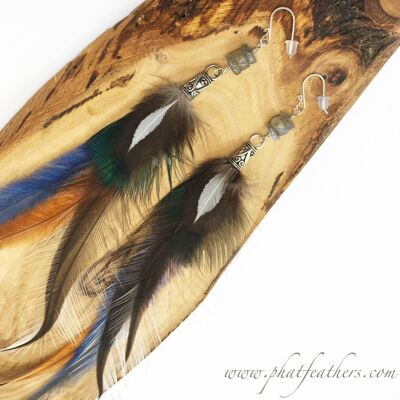 Labradorite Feather Earrings