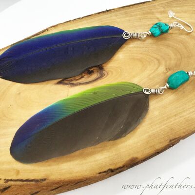 Turquoise Single Feather Earrings