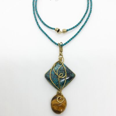 Tigers Eye Chrysocolla Pendant