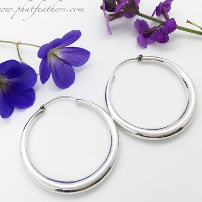 Thin Sterling Silver Hoops