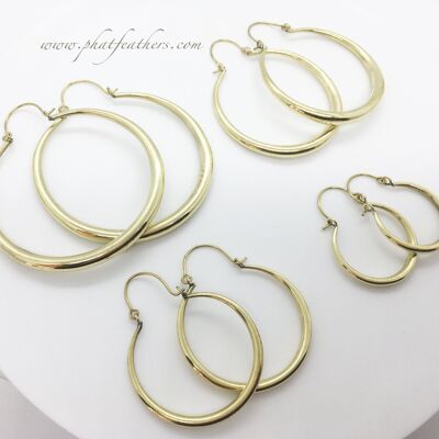 Thin Statement Hoops Brass - XL