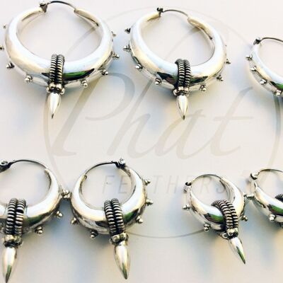 Silver Spike Hoop Earrings - small