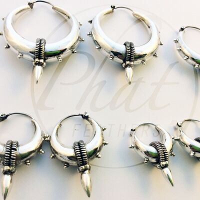 Silver Spike Hoop Earrings - large