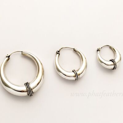 Silver Band Hoops - large