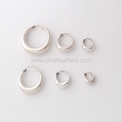 Chunky Silver Hoop Earrings - XLarge