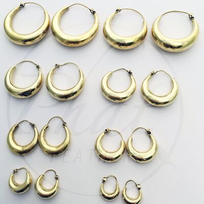 Brass Chunky Hoop Earrings - XL