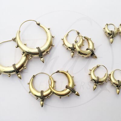 Brass Spike Hoop Earrings - XS