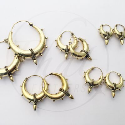 Brass Spike Hoop Earrings - XXL