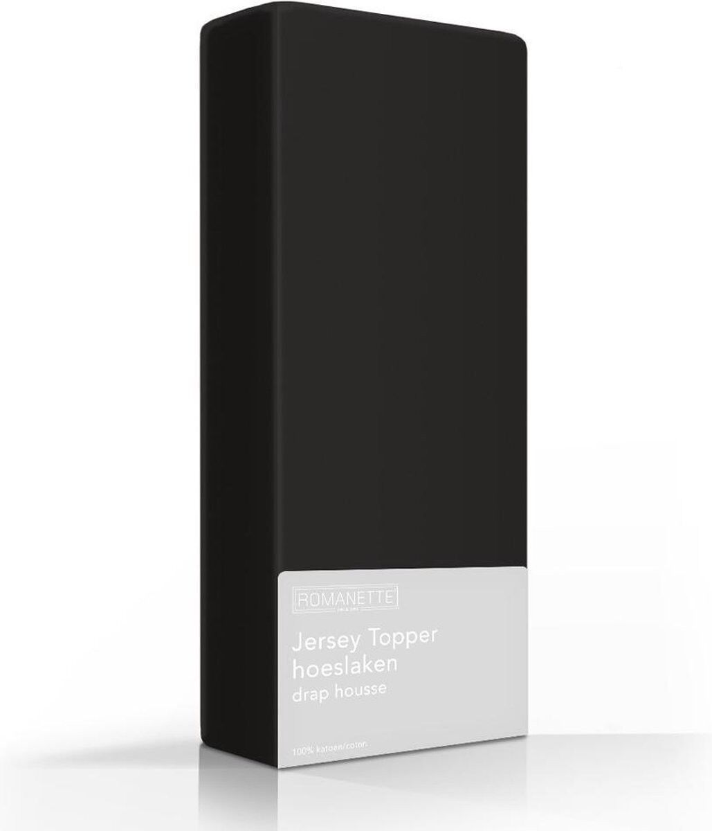 Romanette Single Jersey Topper Zwart 100x220