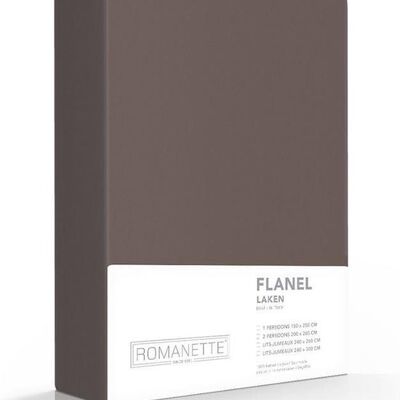 Romanette Flanellen laken Donkergrijs/Bruin 200x260