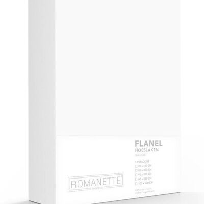 Romanette Flanellen Hoeslaken Blanc 140x200