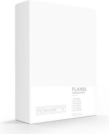Romanette Flanellen Hoeslaken Blanc 90x220