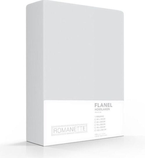 Romanette Flanellen Hoeslaken Zilver 180x200