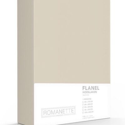 Romanette Flanellen Hoeslaken Zand 140x200