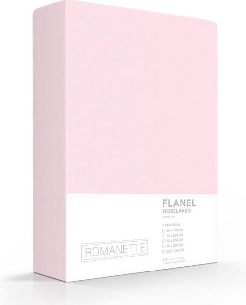 Romanette Flanellen Hoeslaken Roze 180x220