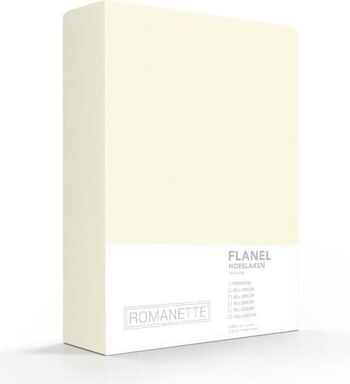 Romanette Flanellen Hoeslaken Gebroken Blanc 100x200