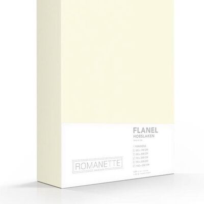 Romanette Flanellen Hoeslaken Gebroken Wit 160x200