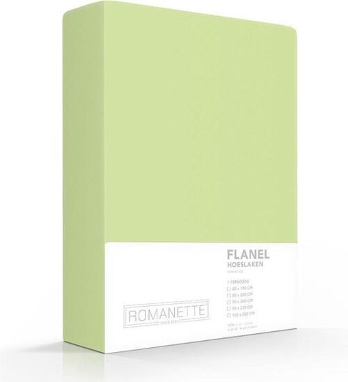 Romanette Flanellen Hoeslaken Misty Green 160x200
