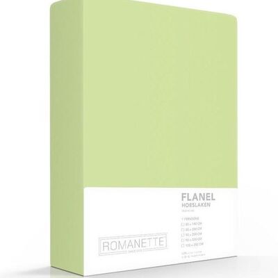 Romanette Flanellen Hoeslaken Misty Green 90x220