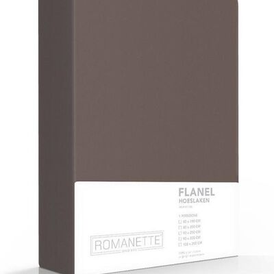 Romanette Flanellen Hoeslaken Donkergrijs/Bruin 140x200
