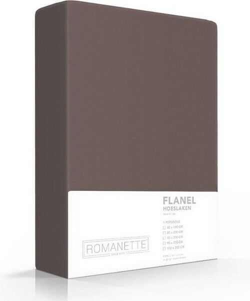 Romanette Flanellen Hoeslaken Donkergrijs/Bruin 160x200