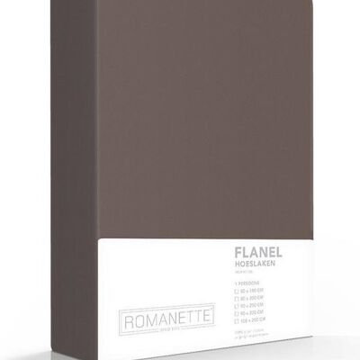 Romanette Flanellen Hoeslaken Donkergrijs/Bruin 200x200