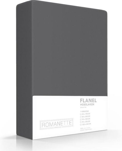 Romanette Flanellen Hoeslaken Donkergrijs 140x200