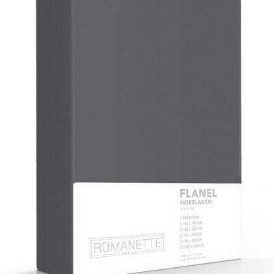 Romanette Flanellen Hoeslaken Donkergrijs 180x200
