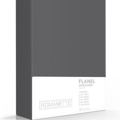 Romanette Flanellen Hoeslaken Donkergrijs 180x220