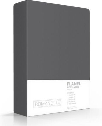 Romanette Flanellen Hoeslaken Donkergrijs 80x200