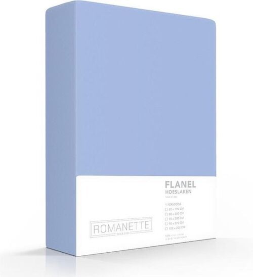 Romanette Flanellen Hoeslaken Blauw 180x220