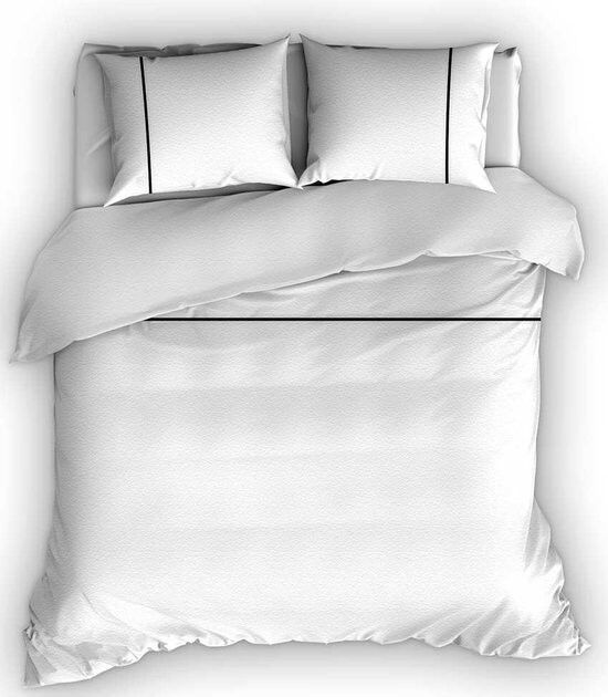 Romanette Flanellen Dekbedovertrek Duchesse Blanc/Zwart 140x220