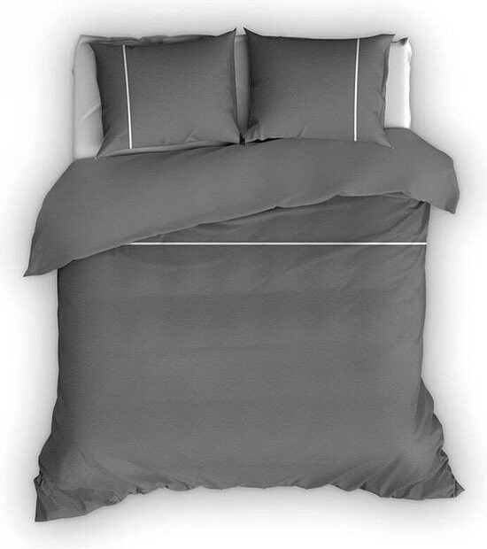 Romanette Flanellen Dekbedovertrek Duchesse Anthracite/Blanc 240x220