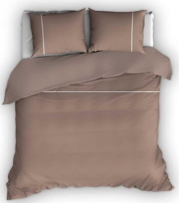 Romanette Flanellen dekbedovertrek Duchesse Taupe/Wit 270x220