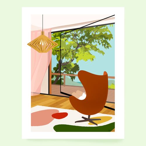 Affiche Afternoon View fenêtre design vintage scandinave format A4