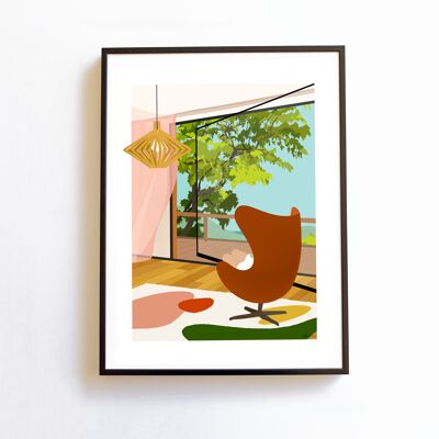 Affiche Afternoon View fenêtre design vintage scandinave format A3