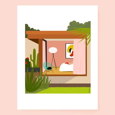Poster At Home house vintage mid century A4