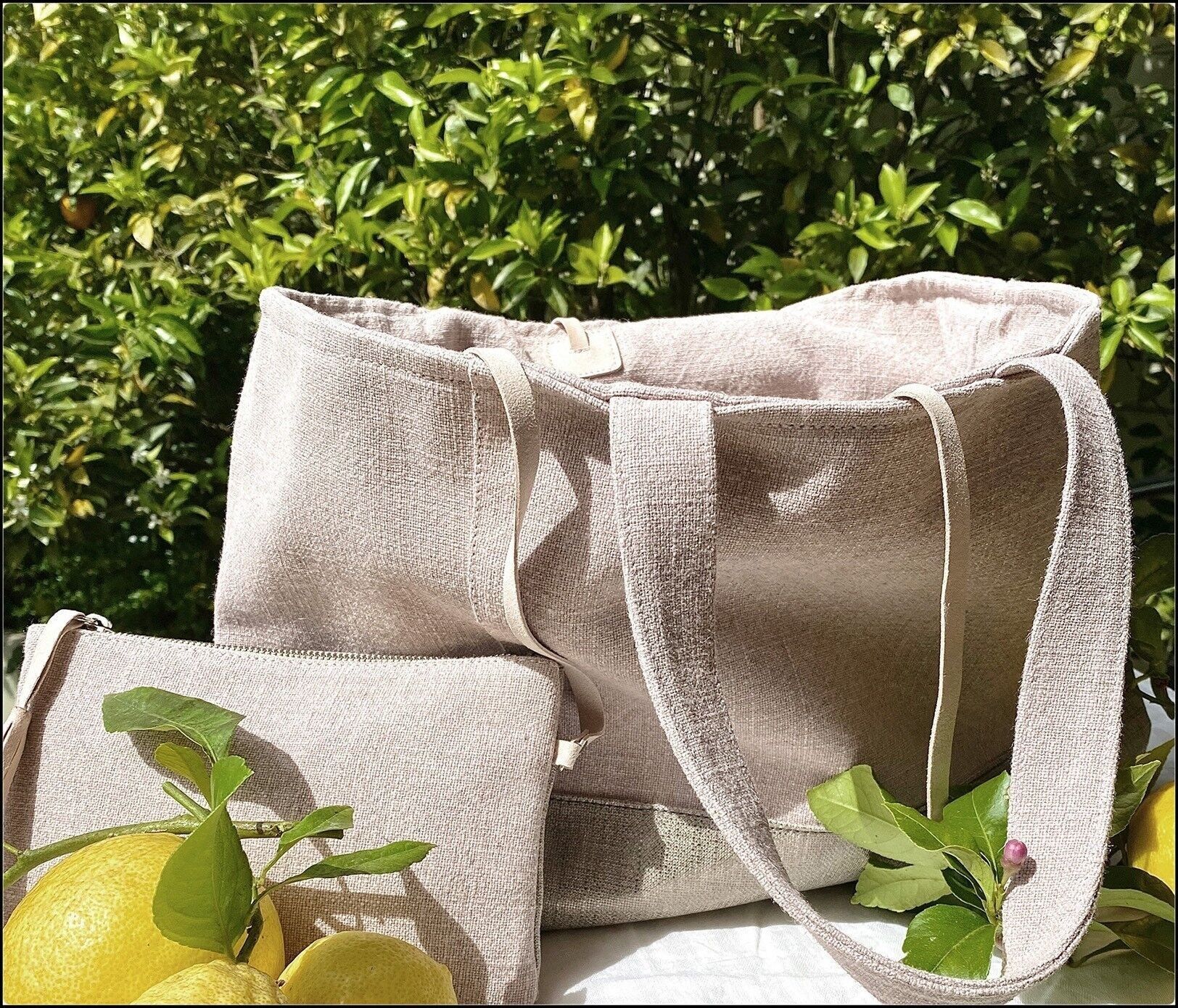 BORSA TOTE IN LINO MIA ROSE