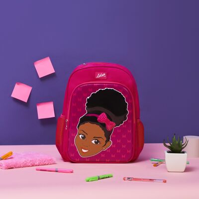 Lela Elite Embossed Backpack Black Girl School Bag