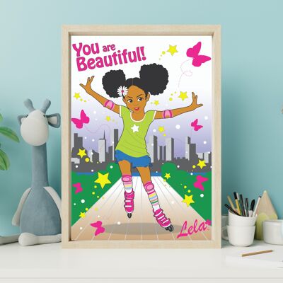 Lela Roller Girl Poster Beautiful Black Girl