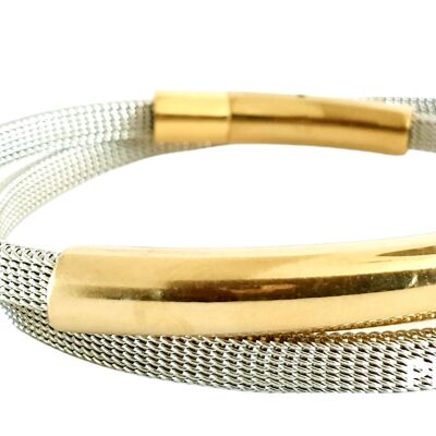 Edelstalen armband zilver&goud