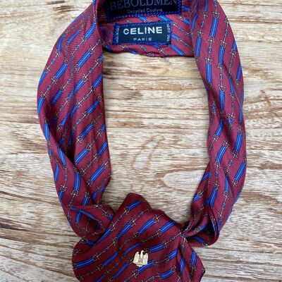 Silk accessoire recycled and made of Celine red silk tie