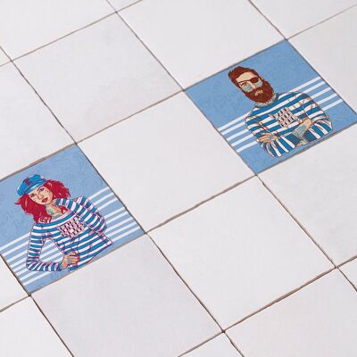 Tile sticker set sailors! 10cm x 10cm