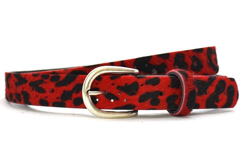 Timbelt Perfo gaatjes riem 2526 - Panter Rood geperforeerde riem - Maat: 95 - Totale lengte van de riem is 115 cm