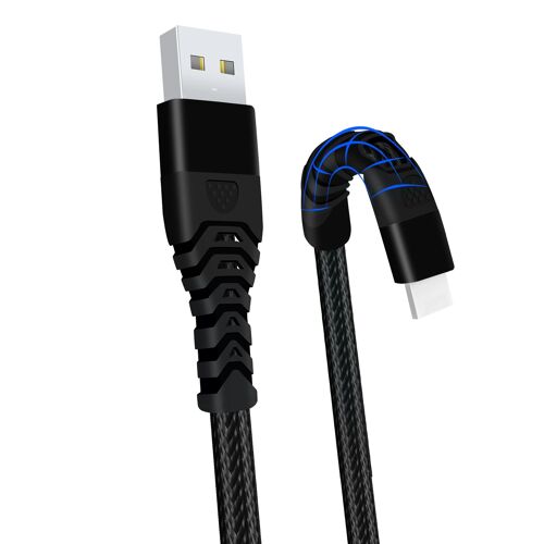 Fast Charging Braided iPhone Charger Cable - Black - 10cm